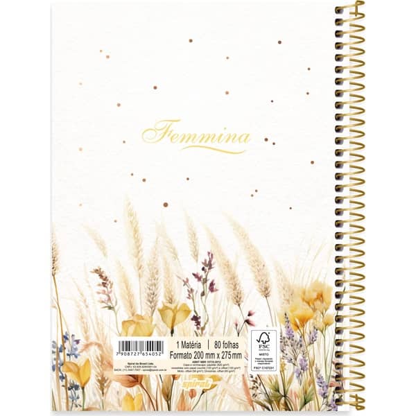 Caderno Universitário Capa Dura, 1x1, 80 folhas, Femmina, 2754052, Spiral Fem - PT 1 UN Caderno Universitário Capa Dura, 1x1, 80 folhas, Femmina, 2754052, Spiral Fem - PT 1 UN