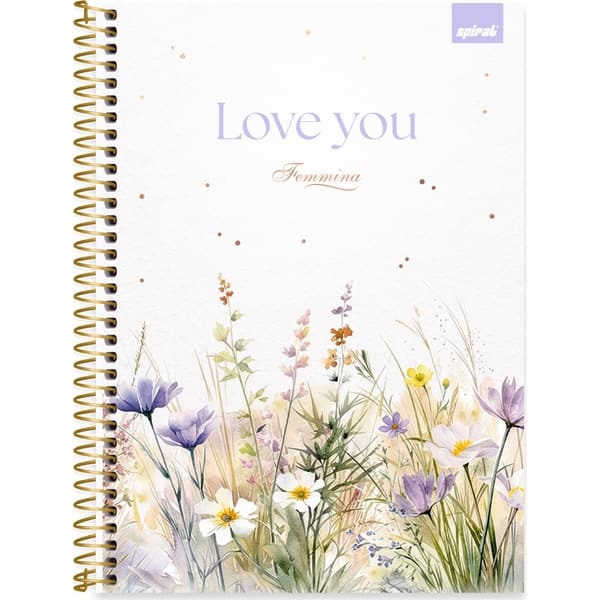 Caderno Universitário Capa Dura, 1x1, 80 folhas, Femmina, 2754069, Spiral Fem - PT 1 UN