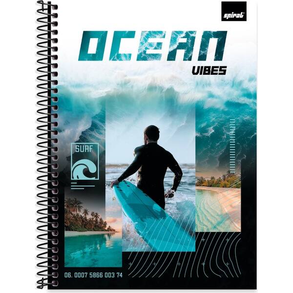 Caderno Universitário Capa Dura, 1x1, 80 folhas, Imagem & Mensagem Surf, 2756773, Spiral Ima - PT 1 UN Caderno Universitário Capa Dura, 1x1, 80 folhas, Imagem & Mensagem Surf, 2756773, Spiral Ima - PT 1 UN