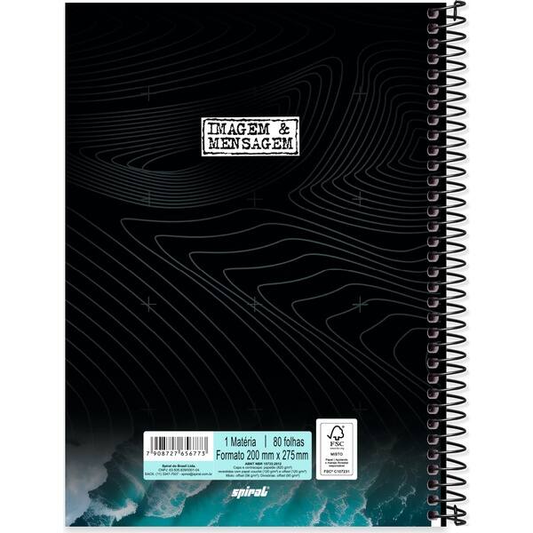 Caderno Universitário Capa Dura, 1x1, 80 folhas, Imagem & Mensagem Surf, 2756773, Spiral Ima - PT 1 UN Caderno Universitário Capa Dura, 1x1, 80 folhas, Imagem & Mensagem Surf, 2756773, Spiral Ima - PT 1 UN