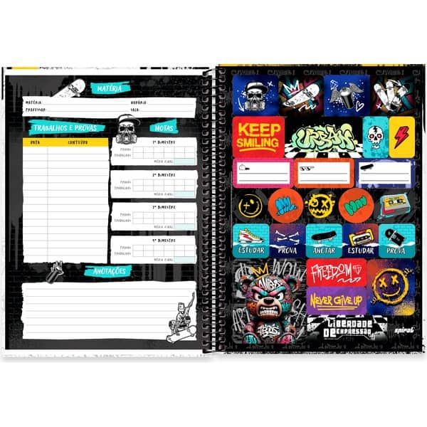 Caderno Universitário, Capa Dura, 1 x 1,  80 Folhas, Liberdade de Expressão, 2756797, Spiral Lib - PT 1 UN