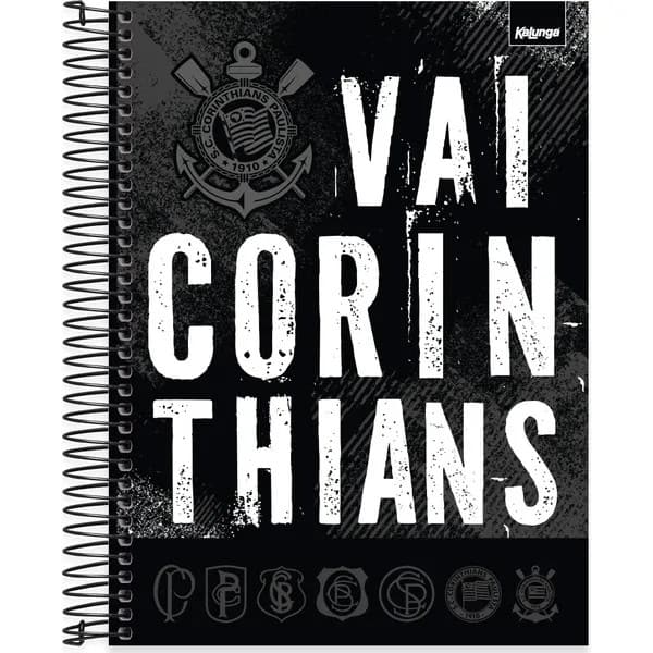 Caderno Universitário Capa Dura, 15x1, 240 folhas, Vai Corinthians, 2754175, Spiral Sccp - PT 1 UN