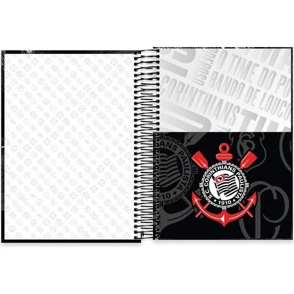 Caderno Universitário Capa Dura, 15x1, 240 folhas, Vai Corinthians, 2754175, Spiral Sccp - PT 1 UN