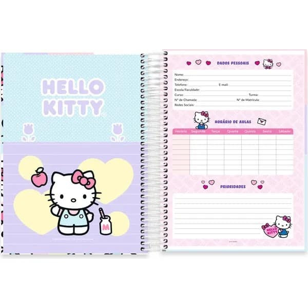 Caderno Universitário Capa Dura, 15x1, 240 folhas, Hello Kitty, 2756452,Spiral Hki - PT 1 UN