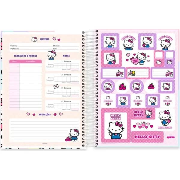 Caderno Universitário Capa Dura, 15x1, 240 folhas, Hello Kitty, 2756452,Spiral Hki - PT 1 UN