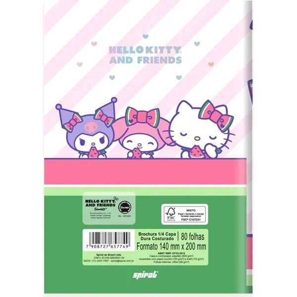 Caderno 1/4, Capa Dura Costurado, 80 folhas, Hello Kitty & Amigos, 2757749, Spiral Hka - PT 1 UN Caderno 1/4, Capa Dura Costurado, 80 folhas, Hello Kitty & Amigos, 2757749, Spiral Hka - PT 1 UN