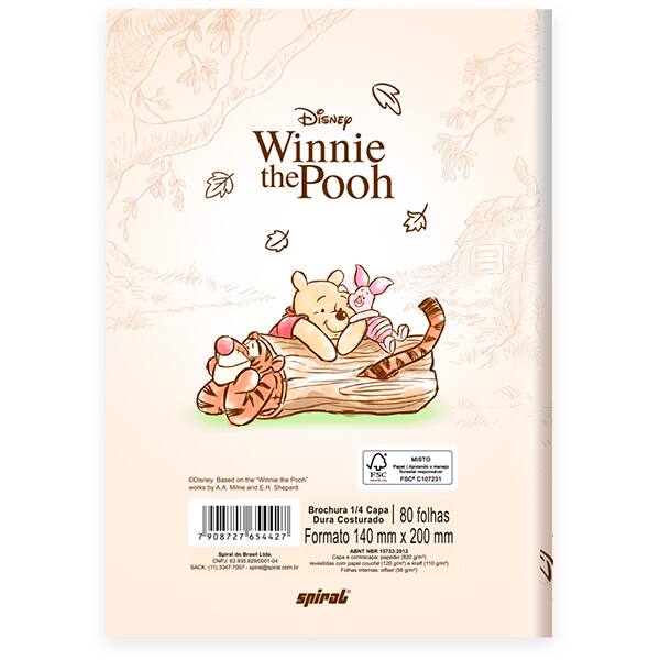 Caderno 1/4, Capa Dura Costurado, 80 folhas, Ursinho Pooh, 2754427, Spiral Pooh - PT 1 UN Caderno 1/4, Capa Dura Costurado, 80 folhas, Ursinho Pooh, 2754427, Spiral Pooh - PT 1 UN