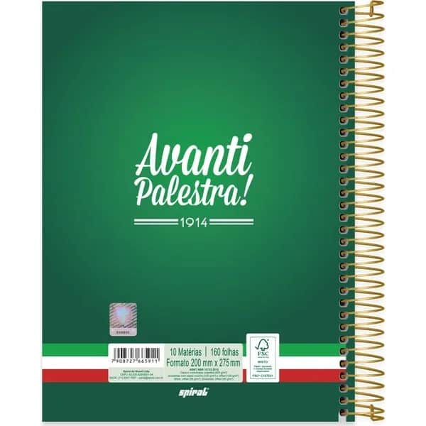 Caderno Universitário, Capa Dura, 10x1, 160 Folhas, Palmeiras, 2765911, Spiral Pal - PT 1 UN Caderno Universitário, Capa Dura, 10x1, 160 Folhas, Palmeiras, 2765911, Spiral Pal - PT 1 UN