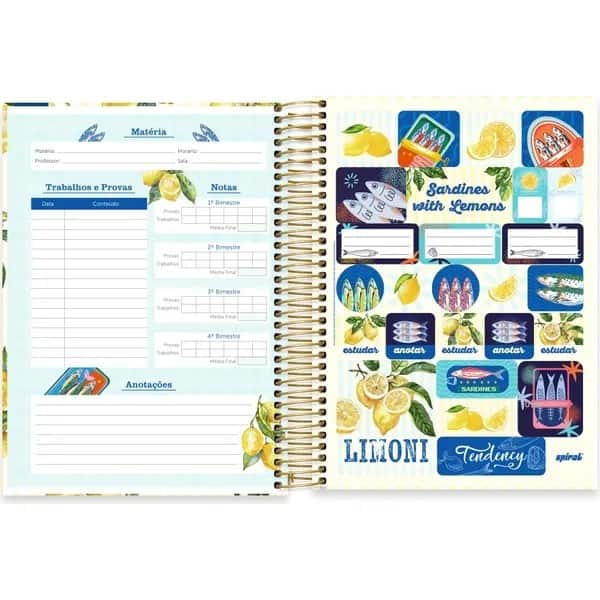 Caderno Universitário Capa Dura, 10 x 1, 160 Folhas, Limão Siciliano, 2765966, Spiral Ten - PT 1 UN