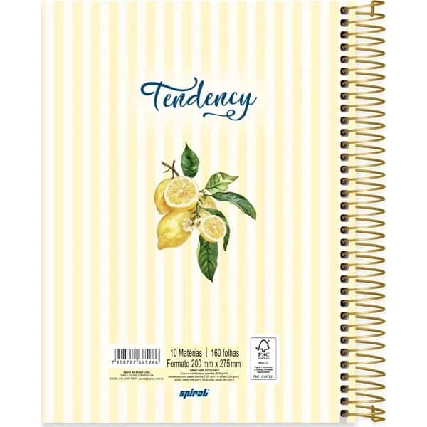 Caderno Universitário Capa Dura, 10 x 1, 160 Folhas, Limão Siciliano, 2765966, Spiral Ten - PT 1 UN