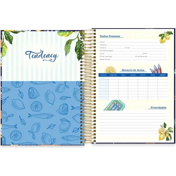 Caderno Universitário, Capa Dura, 10 x 1, 160 Folhas, Sardinhas, 2765973, Spiral Ten - PT 1 UN