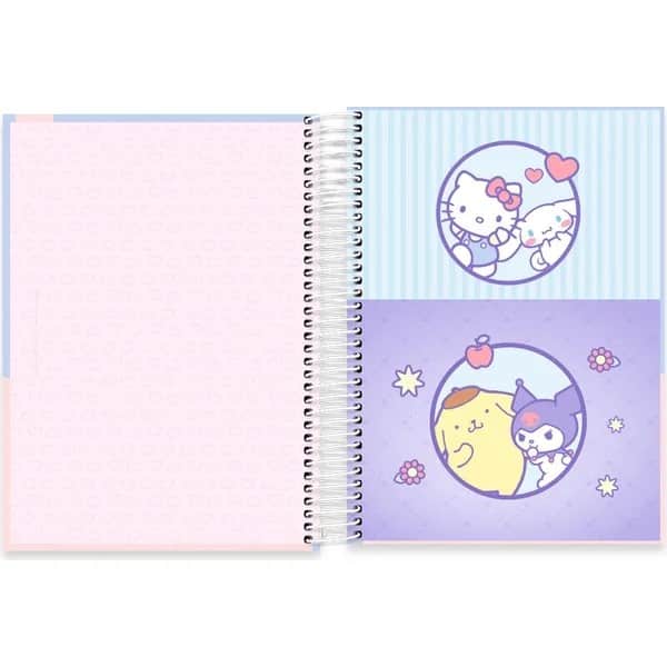 Caderno Universitário Capa Dura, 10 x 1, 160 Folhas, Hello Kitty e Amigos, 2767915, Spiral Hka - PT 1 UN