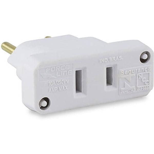 Adaptador para tomada 2P chato, Bivolt, Branco, 4314, Force-line - BT 1 UN