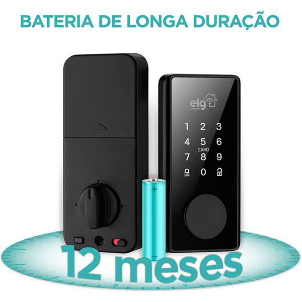 Fechadura digital smart com cartão de proximidade, Preta, SHFD701, Elg - CX 1 UN