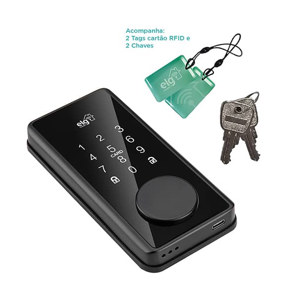 Fechadura digital smart com cartão de proximidade, Preta, SHFD701, Elg - CX 1 UN