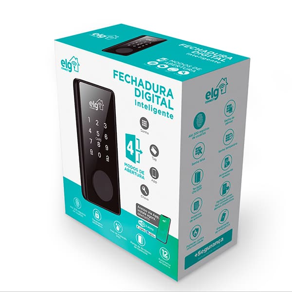 Fechadura digital smart com cartão de proximidade, Preta, SHFD701, Elg - CX 1 UN