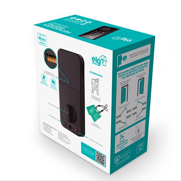 Fechadura digital smart com cartão de proximidade, Preta, SHFD701, Elg - CX 1 UN