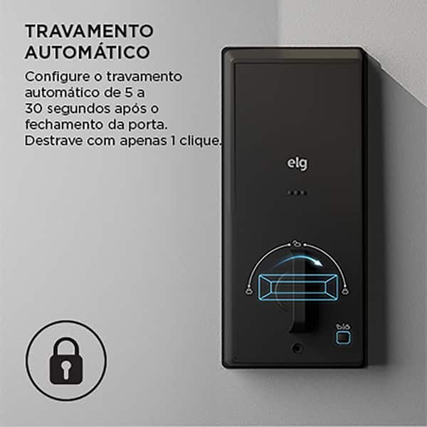 Fechadura digital com senha numérica, Preta, SCFD100PR, Elg - CX 1 UN