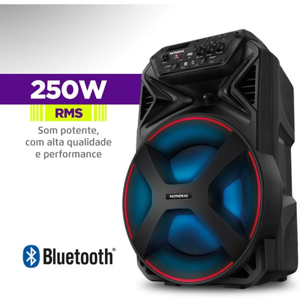 Caixa de som amplificada CM-150, 250W RMS, Bluetooth, Bivolt, Preta, 2108-01, Mondial - CX 1 UN