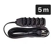 Extensão elétrica 5 tomadas c/5m 3 pinos preta 200097 Force-line BT 1 UN Extensão elétrica 5 tomadas c/5m 3 pinos preta 200097 Force-line BT 1 UN