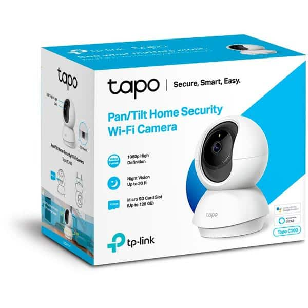 Câmera de Segurança IP, Wifi, Visão 360 graus, Full HD 1080p, Visão Noturna e Áudio Bidirecional - TAPO C200 - TP-Link - CX 1 UN