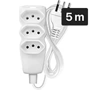 Extensão elétrica 3 tomadas, 3x075mm, 5m, branca, 441, Megatron- PT 1 UN