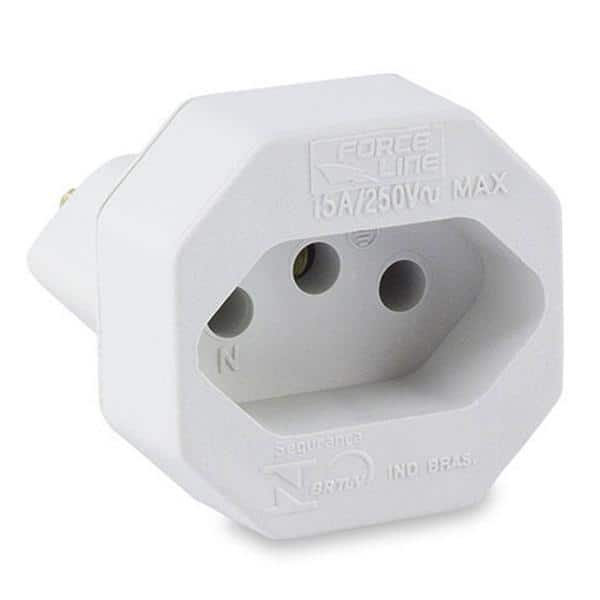 Adaptador p/ tomada 2P+T padrão novo p/ antigo branco 4317 Force-line PT 1 UN