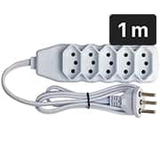 Extensão elétrica 5 tomadas 1 metro, 10A, 3 pinos, Branco, 0180200429, Force-line - PT 1 UN