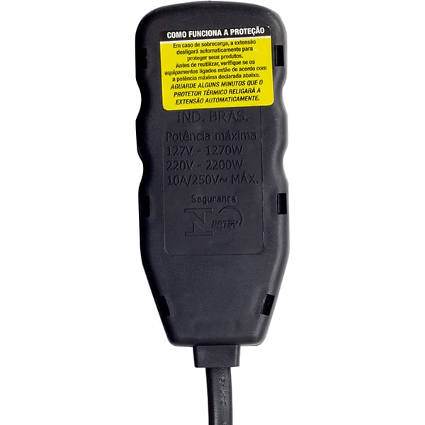 Extensão elétrica 3 tomadas, 3 pinos, cabo de 5 metros, 10A, Preto, 0180200506, Force-line - PT 1 UN Extensão elétrica 3 tomadas, 3 pinos, cabo de 5 metros, 10A, Preto, 0180200506, Force-line - PT 1 UN