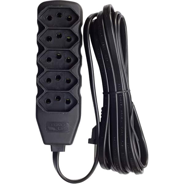 Extensão elétrica 5 tomadas, 3 pinos, cabo de 3 metros, 10A, Preto, 0180200537, Force-line - PT 1 UN