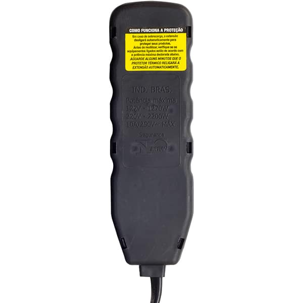 Extensão elétrica 5 tomadas, 3 pinos, cabo de 3 metros, 10A, Preto, 0180200537, Force-line - PT 1 UN