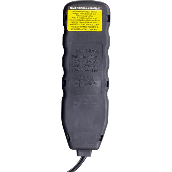 Extensão elétrica 5 tomadas, 3 pinos, cabo de 5 metros, 10A, Preto, 0180200538, Force-line - PT 1 UN