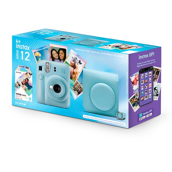 Câmera instantânea Kit Instax Mini 12 azul c/ bolsa Fuji Film CX 1 UN Câmera instantânea Kit Instax Mini 12 azul c/ bolsa Fuji Film CX 1 UN