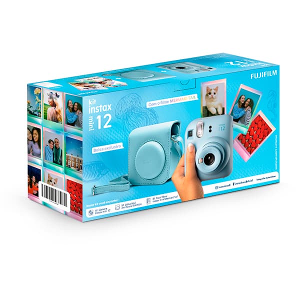 Câmera instantânea Kit Instax Mini 12 azul c/ bolsa Fuji Film CX 1 UN Câmera instantânea Kit Instax Mini 12 azul c/ bolsa Fuji Film CX 1 UN