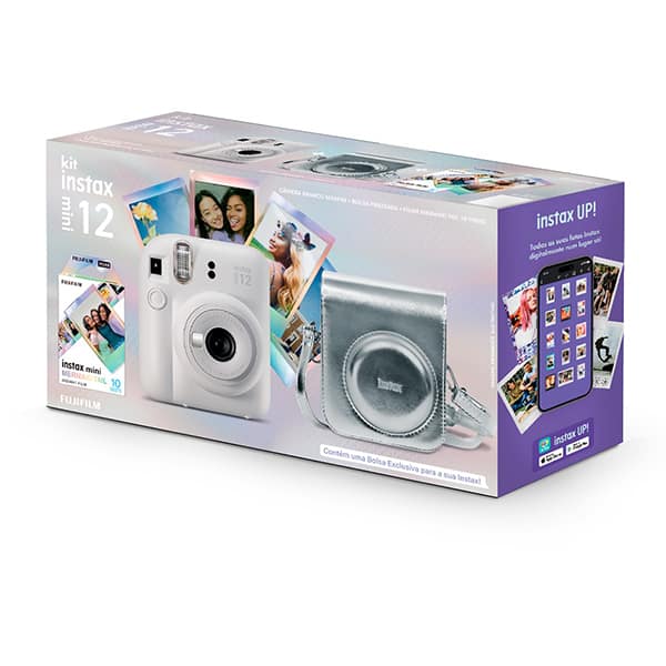 Kit Câmera instantânea Instax Mini 12 Branca com Pack de 10 fotos e Bolsa, Fuji Film - CX 1 UN Kit Câmera instantânea Instax Mini 12 Branca com Pack de 10 fotos e Bolsa, Fuji Film - CX 1 UN