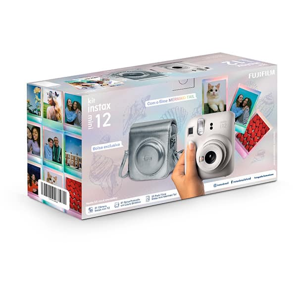 Kit Câmera instantânea Instax Mini 12 Branca com Pack de 10 fotos e Bolsa, Fuji Film - CX 1 UN Kit Câmera instantânea Instax Mini 12 Branca com Pack de 10 fotos e Bolsa, Fuji Film - CX 1 UN
