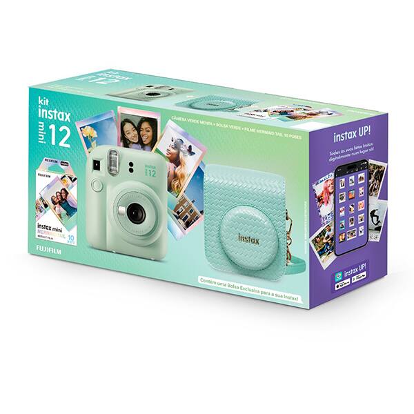 Kit Câmera instantânea Instax Mini 12 Verde com Pack de 10 fotos e Bolsa, Fuji Film - CX 1 UN Kit Câmera instantânea Instax Mini 12 Verde com Pack de 10 fotos e Bolsa, Fuji Film - CX 1 UN