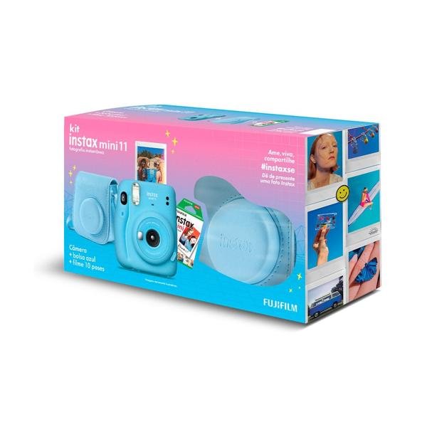 Câmera instantânea Kit Instax mini 11 azul Fuji Film CX 1 UN