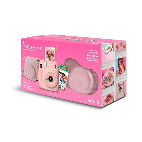 Câmera instantânea Kit Instax mini 11 rosa Fuji Film CX 1 UN
