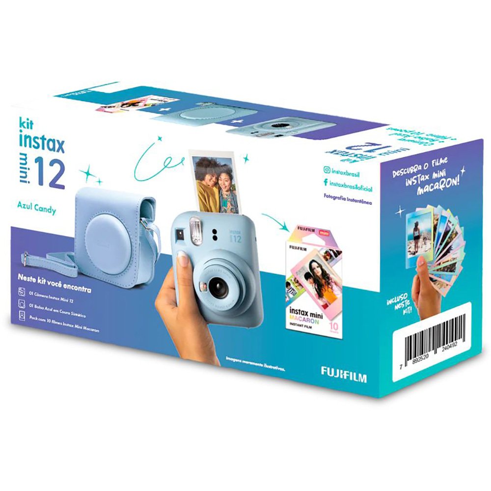 Kit Câmera instantânea Instax Mini 12 Azul com Pack de 10 fotos e Bolsa -  Fuji Film - 1 UN - Eletrônicos - Kalunga