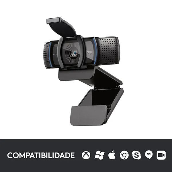 Webcam Full HD Logitech C920s com Microfone Embutido, Proteção de Privacidade, Video Widescreen 1080p - Compatível com Logitech Capture CX 1 UN