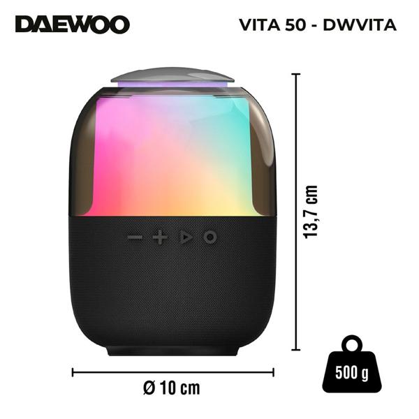 Caixa de som Vita 50, 15w, Bluetooth 5.0, USB, Preta, RGB, 04579, Daewoo - CX 1 UN