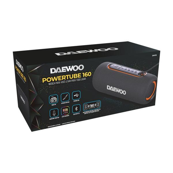 Caixa de som PowerTube, 45w, Bluetooth 5.0, USB, Aux, Preta, RGB, 04581, Daewoo - CX 1 UN