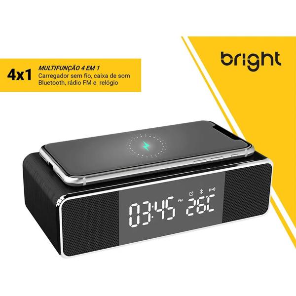 Radio Relógio com Carregador Por Indução e Som Bluetooth , 599 Bright - CX 1 UN