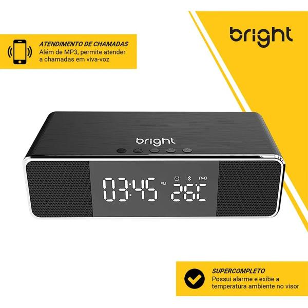 Radio Relógio com Carregador Por Indução e Som Bluetooth , 599 Bright - CX 1 UN