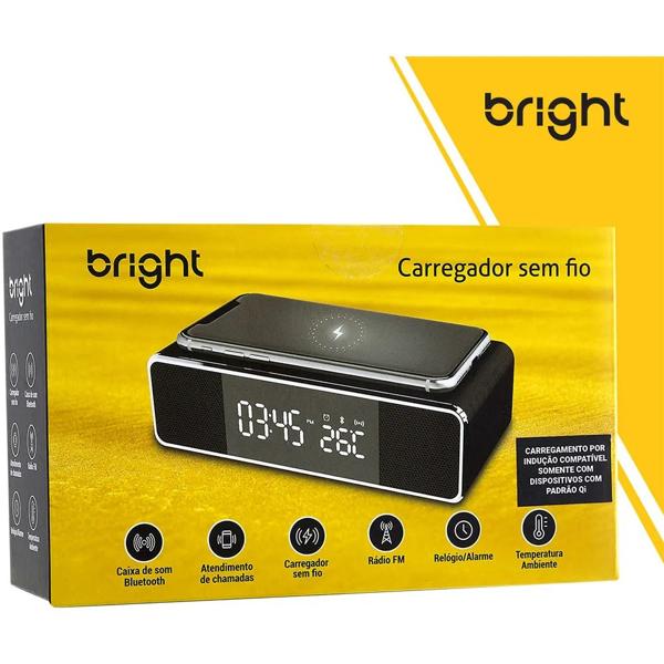 Radio Relógio com Carregador Por Indução e Som Bluetooth , 599 Bright - CX 1 UN