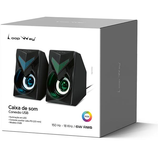 Caixa de som 6w, CS28, USB, P2, Preta, Loop Way - CX 1 UN