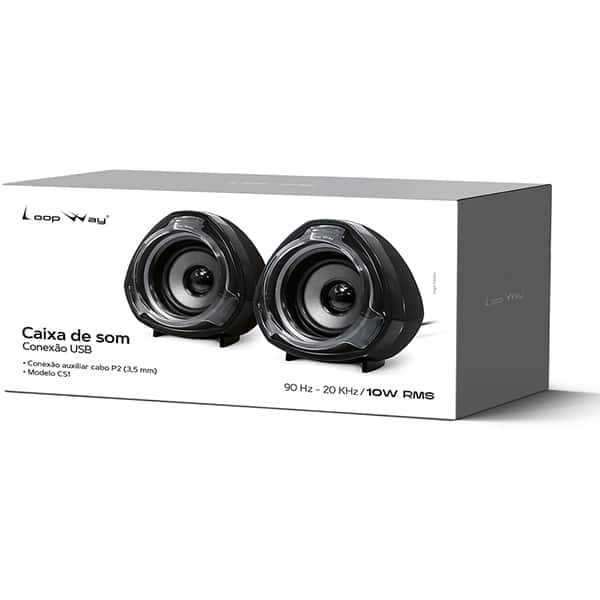 Caixa de som 10w, CS1, USB, P2, Preta, Loop Way - CX 1 UN