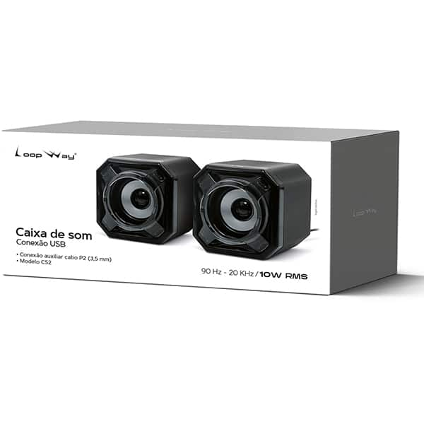 Caixa de som 10w, CS2, USB, P2, Preta, Loop Way - CX 1 UN