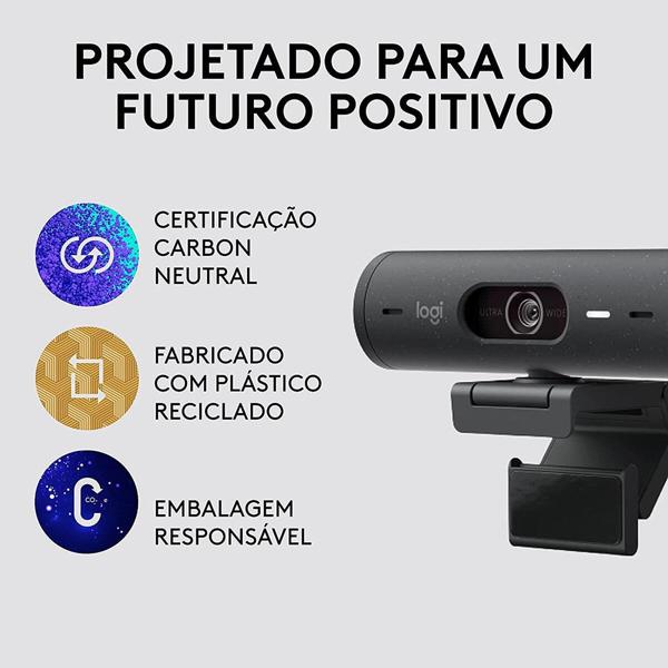 Câmera webcam Full HD 1080p, Brio 500, Grafite, 960-001412, Logitech - CX 1 UN